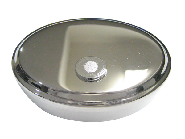 Silver Toned Etched Oval Enveloped Virus Oval Trinket Jewelry Box