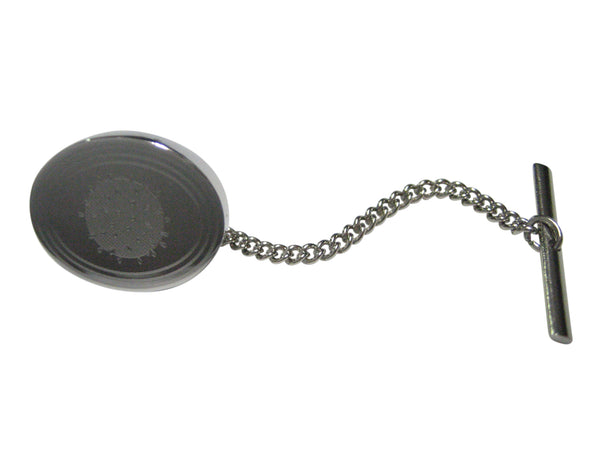 Silver Toned Etched Oval Enveloped Virus Tie Tack