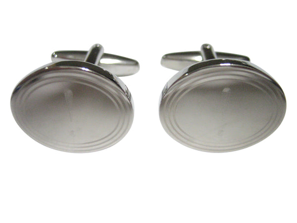 Silver Toned Etched Oval Exclamation Mark Cufflinks