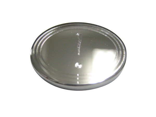 Silver Toned Etched Oval Exclamation Mark Pendant Magnet