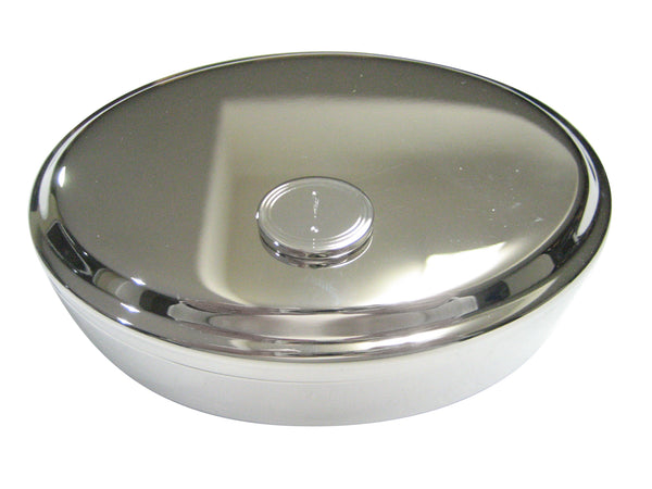 Silver Toned Etched Oval Exclamation Mark Pendant Oval Trinket Jewelry Box