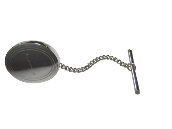 Silver Toned Etched Oval Exclamation Mark Tie Tack