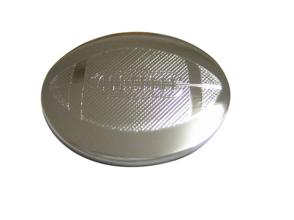 Silver Toned Etched Oval Football Magnet