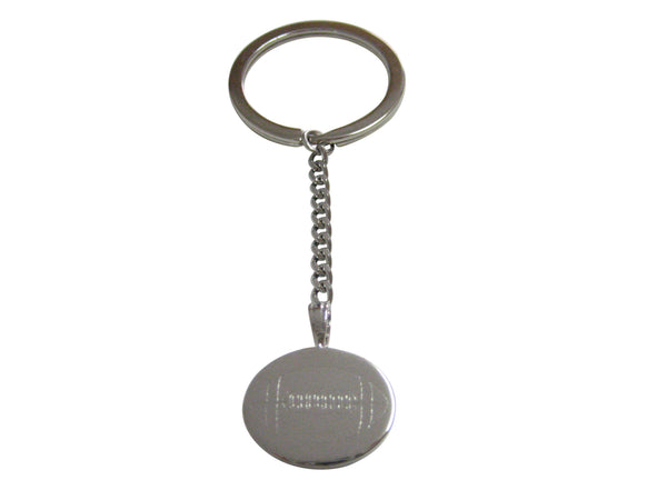 Silver Toned Etched Oval Football Pendant Keychain