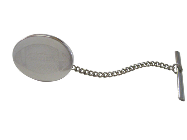 Silver Toned Etched Oval Football Tie Tack