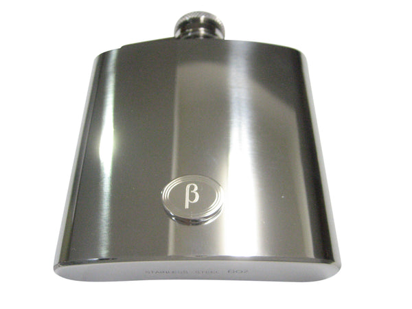 Silver Toned Etched Oval Greek Letter Beta Pendant 6oz Flask