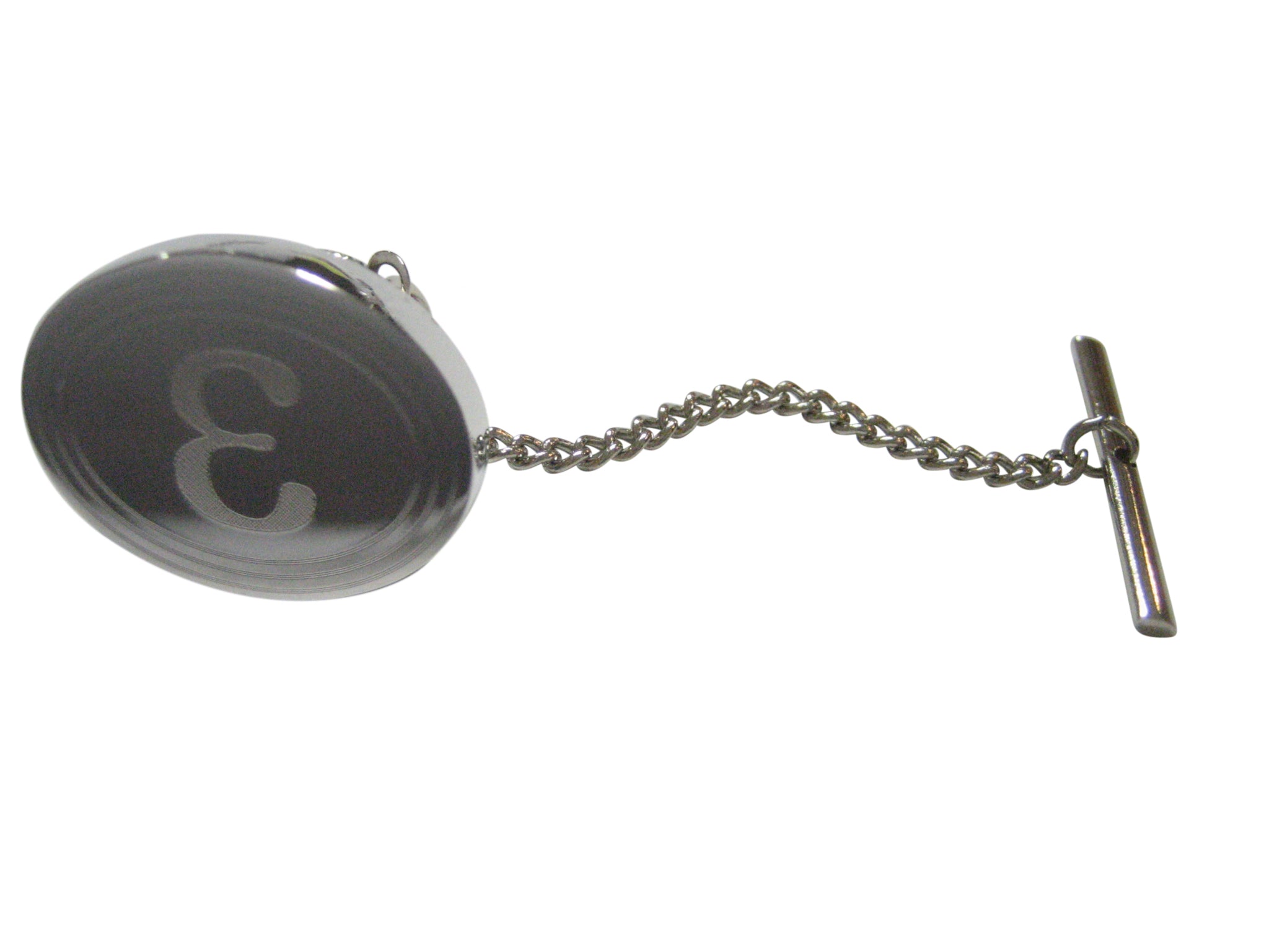 Silver Toned Etched Oval Greek Letter Epsilon Tie Tack