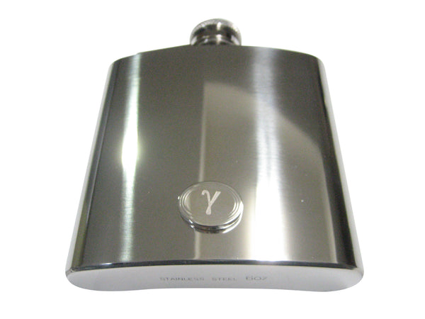 Silver Toned Etched Oval Greek Letter Gamma Pendant 6oz Flask