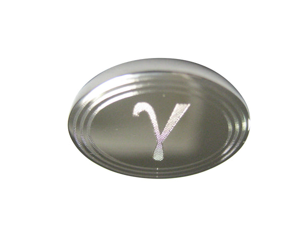 Silver Toned Etched Oval Greek Letter Gamma Pendant Magnet