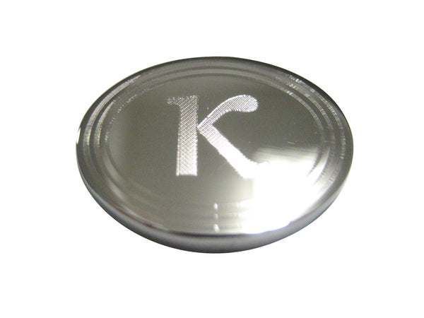 Silver Toned Etched Oval Greek Letter Kappa Magnet