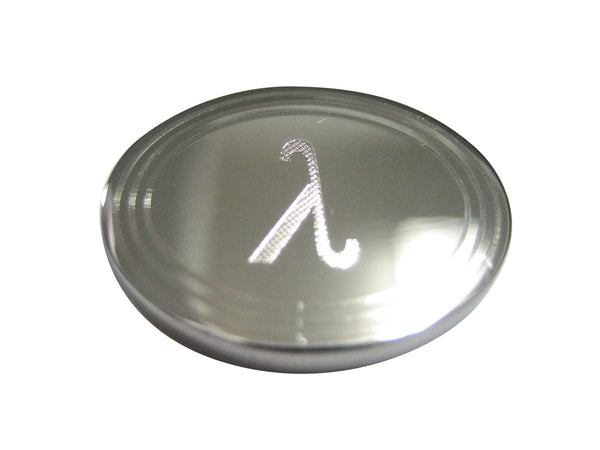 Silver Toned Etched Oval Greek Letter Lambda Pendant Magnet