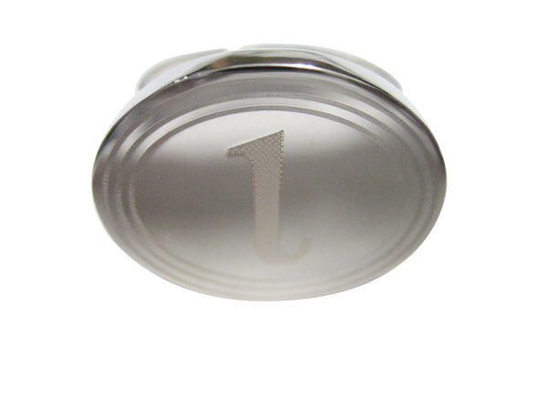 Silver Toned Etched Oval Greek Letter iota Adjustable Size Fashion Ring