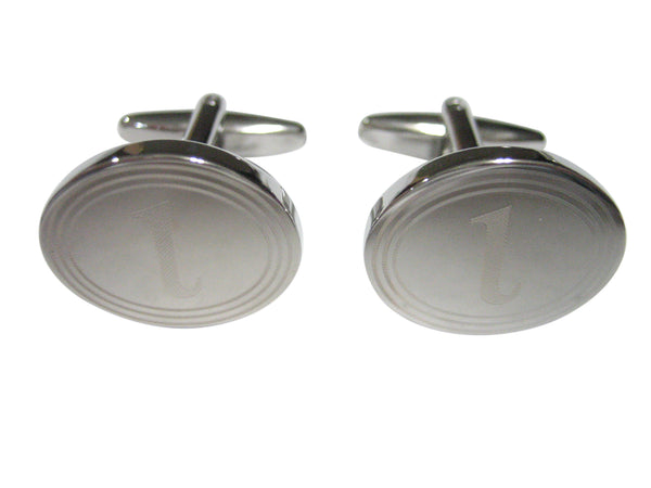 Silver Toned Etched Oval Greek Letter iota Cufflinks