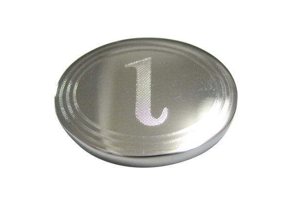 Silver Toned Etched Oval Greek Letter iota Magnet