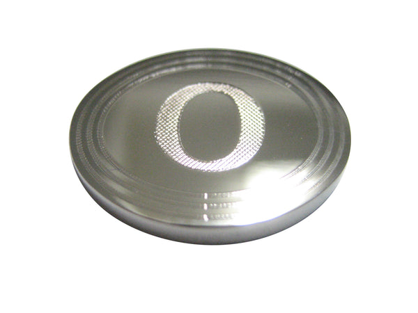 Silver Toned Etched Oval Greek Letter Omicron Pendant Magnet