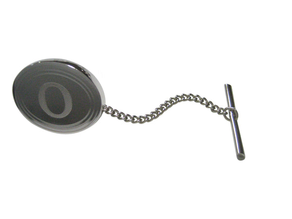 Silver Toned Etched Oval Greek Letter Omicron Tie Tack