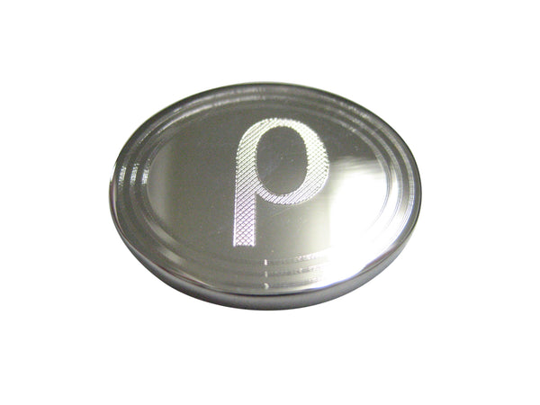 Silver Toned Etched Oval Greek Letter Rho Magnet