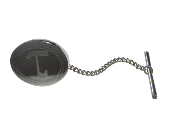 Silver Toned Etched Oval Greek Letter Tau Tie Tack
