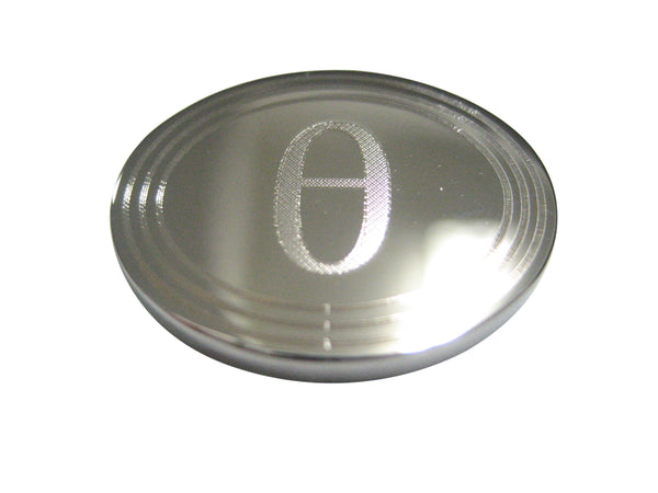 Silver Toned Etched Oval Greek Letter Theta Pendant Magnet