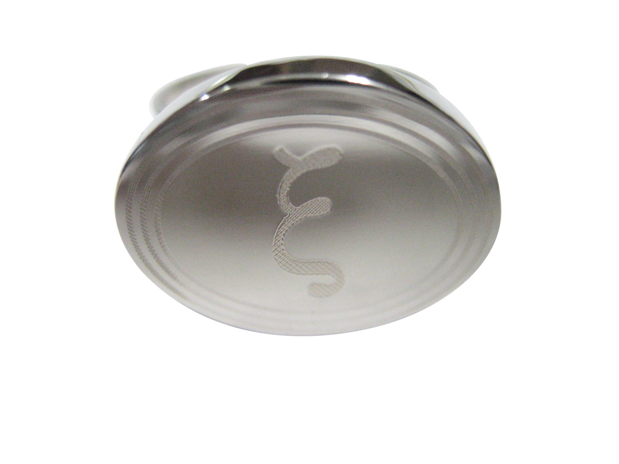 Silver Toned Etched Oval Greek Letter Xi Pendant Adjustable Size Fashion Ring