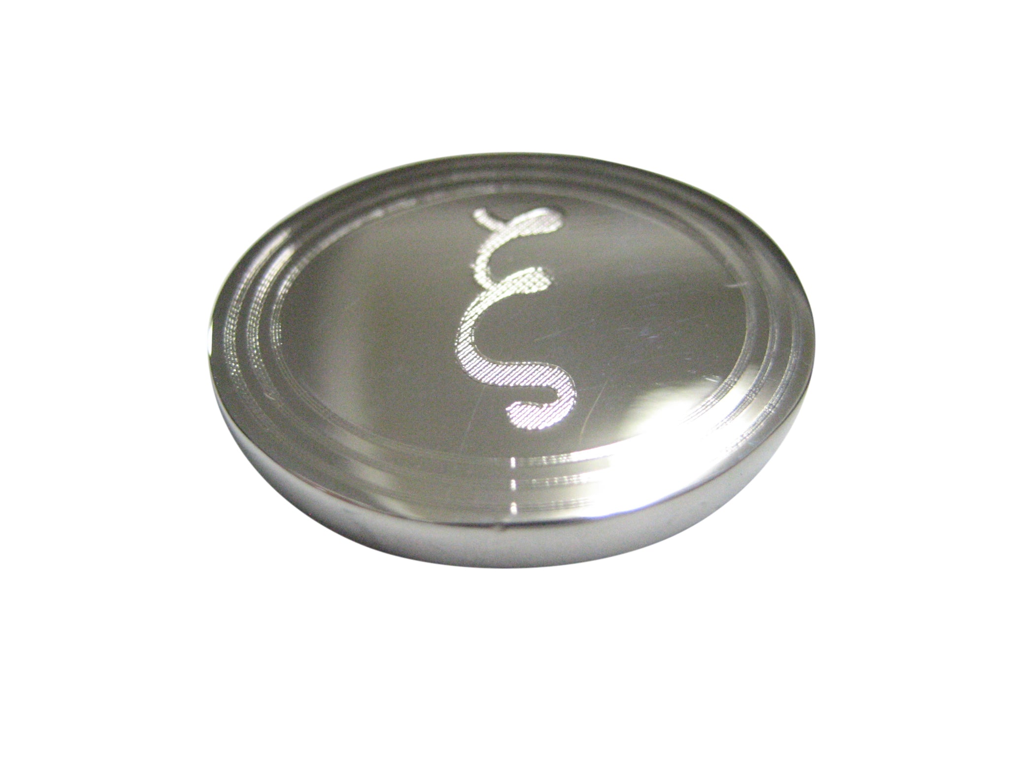 Silver Toned Etched Oval Greek Letter Xi Pendant Magnet