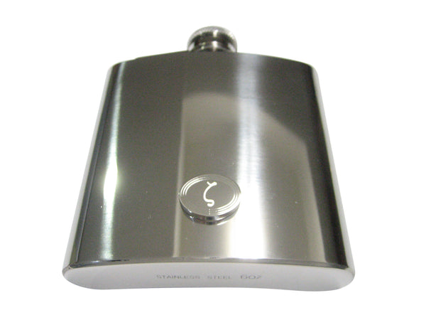 Silver Toned Etched Oval Greek Letter Zeta Pendant 6oz Flask