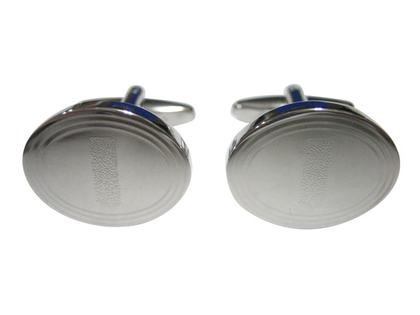 Silver Toned Etched Oval Helical Virus Cufflinks