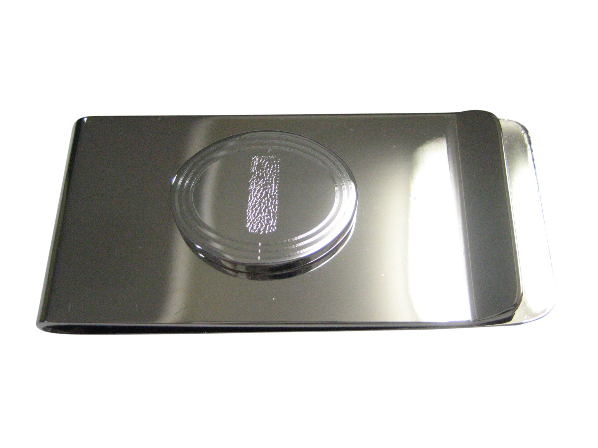 Silver Toned Etched Oval Helical Virus Money Clip