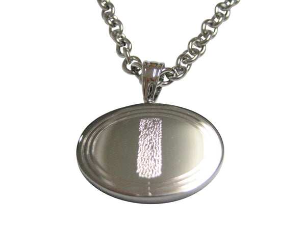 Silver Toned Etched Oval Helical Virus Pendant Necklace
