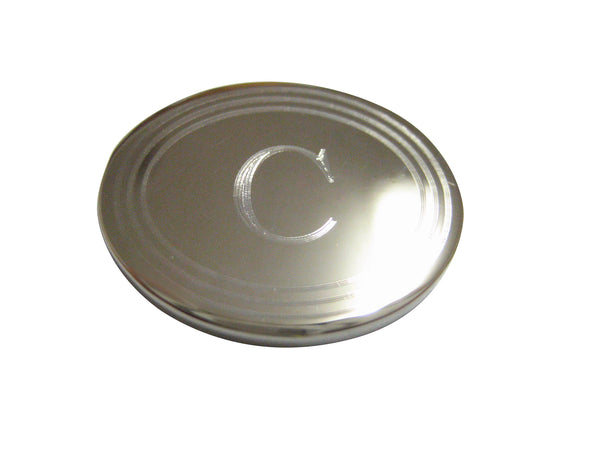 Silver Toned Etched Oval Letter C Monogram Magnet