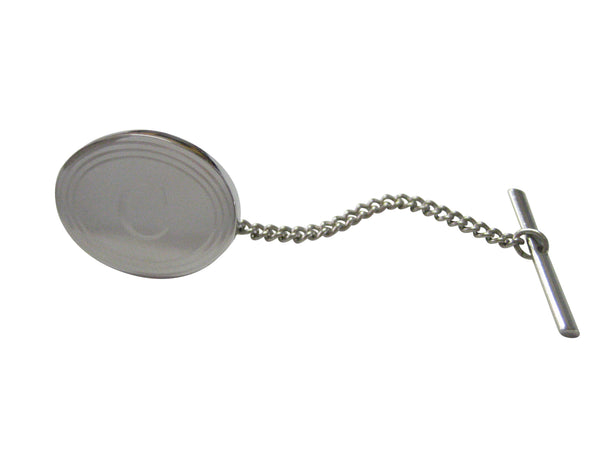 Silver Toned Etched Oval Letter C Monogram Tie Tack