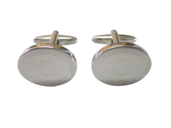 Silver Toned Etched Oval Letter G Monogram Cufflinks