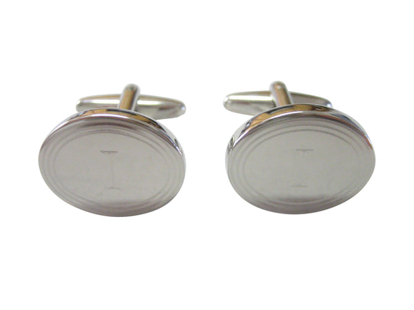 Silver Toned Etched Oval Letter I Monogram Cufflinks