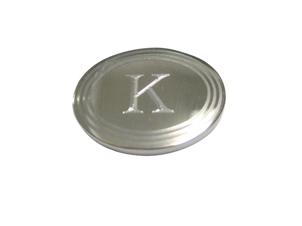 Silver Toned Etched Oval Letter K Monogram Magnet