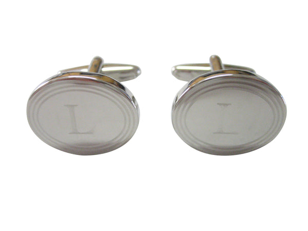 Silver Toned Etched Oval Letter L Monogram Cufflinks