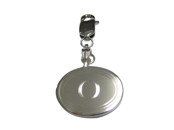 Silver Toned Etched Oval Letter O Monogram Pendant Zipper Pull Charm