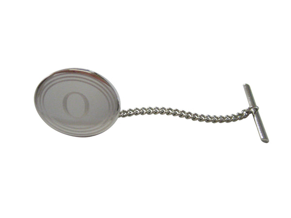 Silver Toned Etched Oval Letter O Monogram Tie Tack