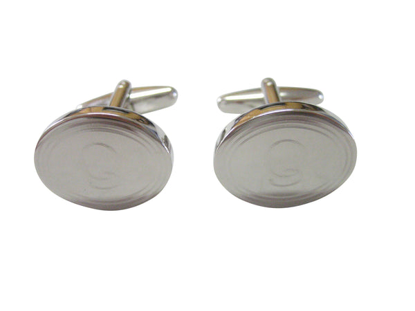 Silver Toned Etched Oval Letter Q Monogram Cufflinks