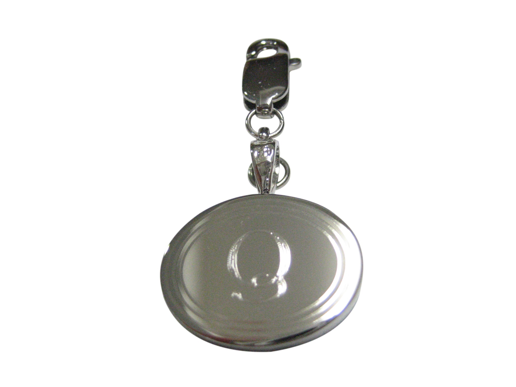Silver Toned Etched Oval Letter Q Monogram Pendant Zipper Pull Charm