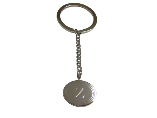 Silver Toned Etched Oval Letter Z Monogram Pendant Keychain
