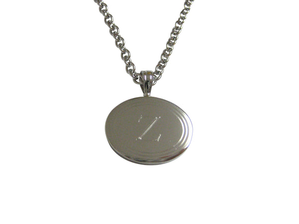 Silver Toned Etched Oval Letter Z Monogram Pendant Necklace