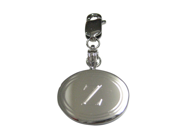 Silver Toned Etched Oval Letter Z Monogram Pendant Zipper Pull Charm