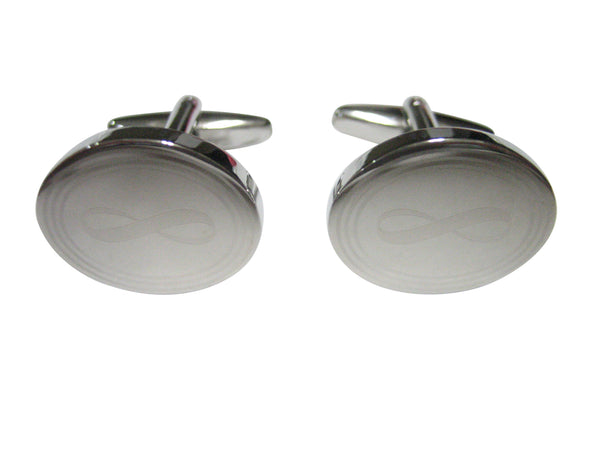 Silver Toned Etched Oval Mathematical Infinity Google Googol Symbol Cufflinks