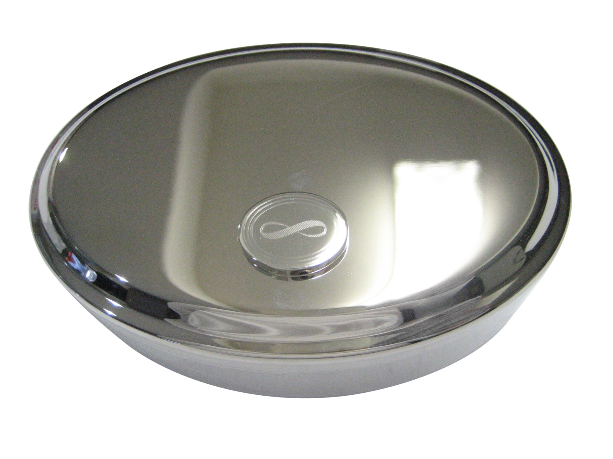 Silver Toned Etched Oval Mathematical Infinity Google Googol Symbol Oval Trinket Jewelry Box