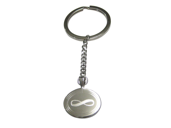 Silver Toned Etched Oval Mathematical Infinity Google Googol Symbol Pendant Keychain