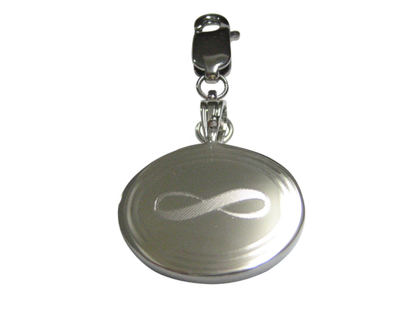 Silver Toned Etched Oval Mathematical Infinity Google Googol Symbol Pendant Zipper Pull Charm