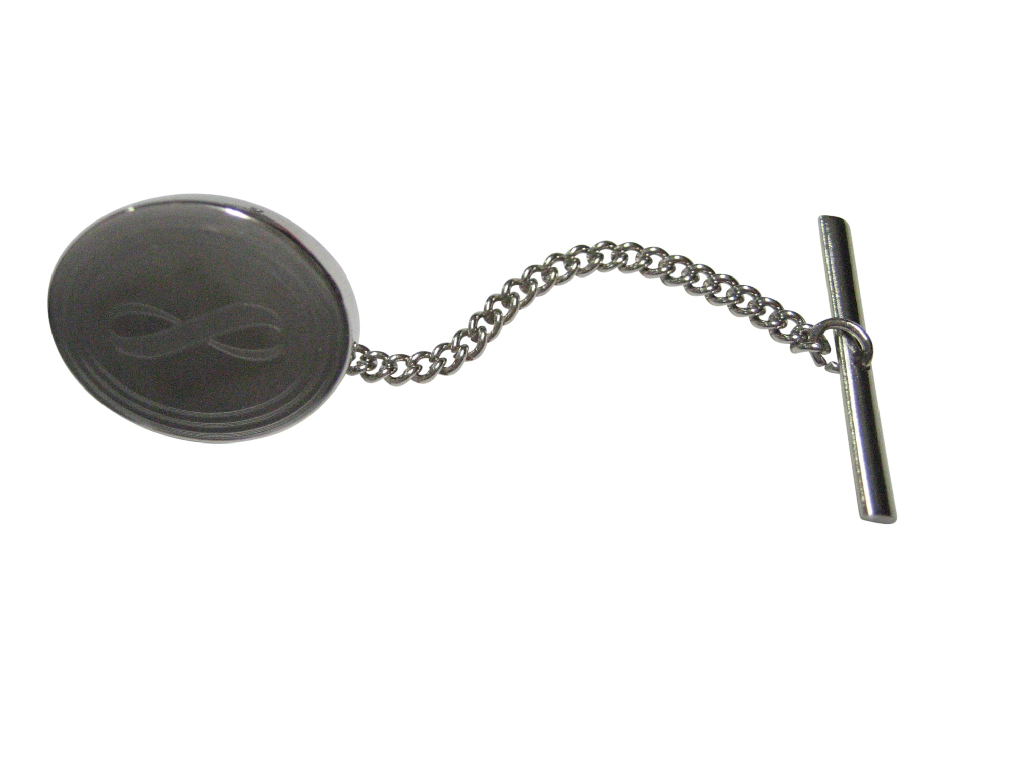 Silver Toned Etched Oval Mathematical Infinity Google Googol Symbol Tie Tack