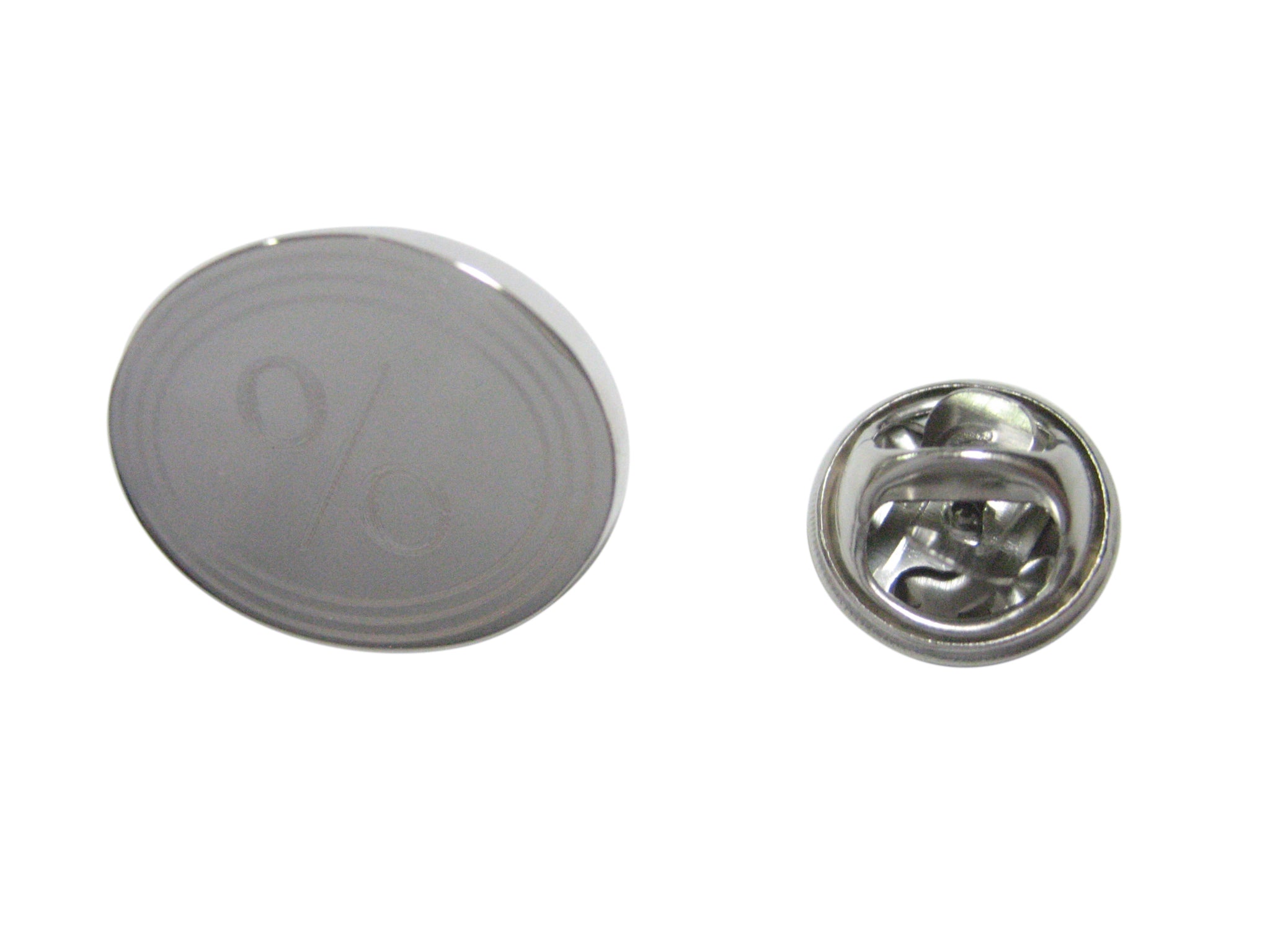 Silver Toned Etched Oval Mathematical Percent Sign Lapel Pin