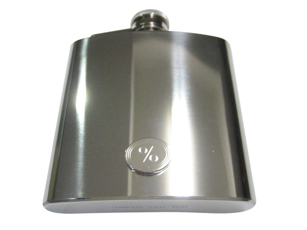 Silver Toned Etched Oval Mathematical Percent Sign Pendant 6oz Flask