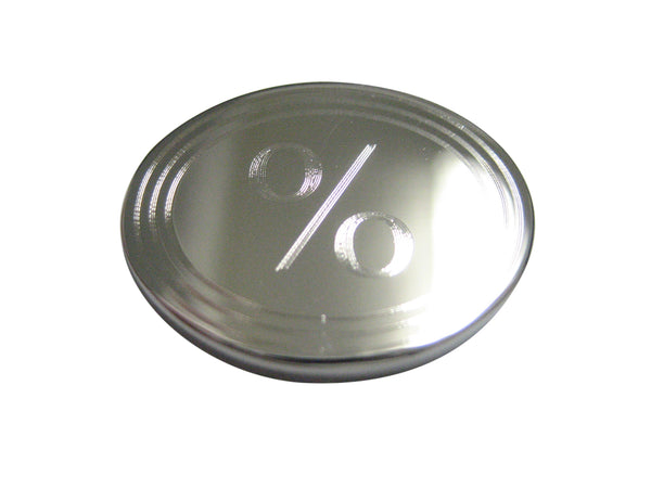Silver Toned Etched Oval Mathematical Percent Sign Pendant Magnet